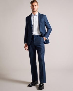 Pantalon Ted Baker Wool Blend Slim Suit Turquoise Bleu Homme | XNA-98448052